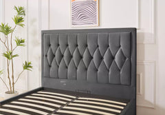 Chelsea Gas Lift Bed With storage | Button Studs Headboard | Mattress(optional)