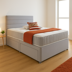 Paneled Divan Bed Set with Drawer and Mattress Options