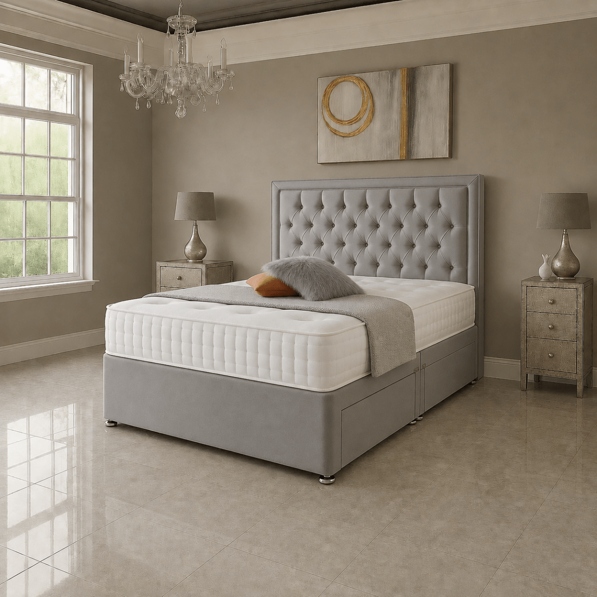 Aqua Divan Bed Set with Drawer and Mattress Options - Barclay Beds