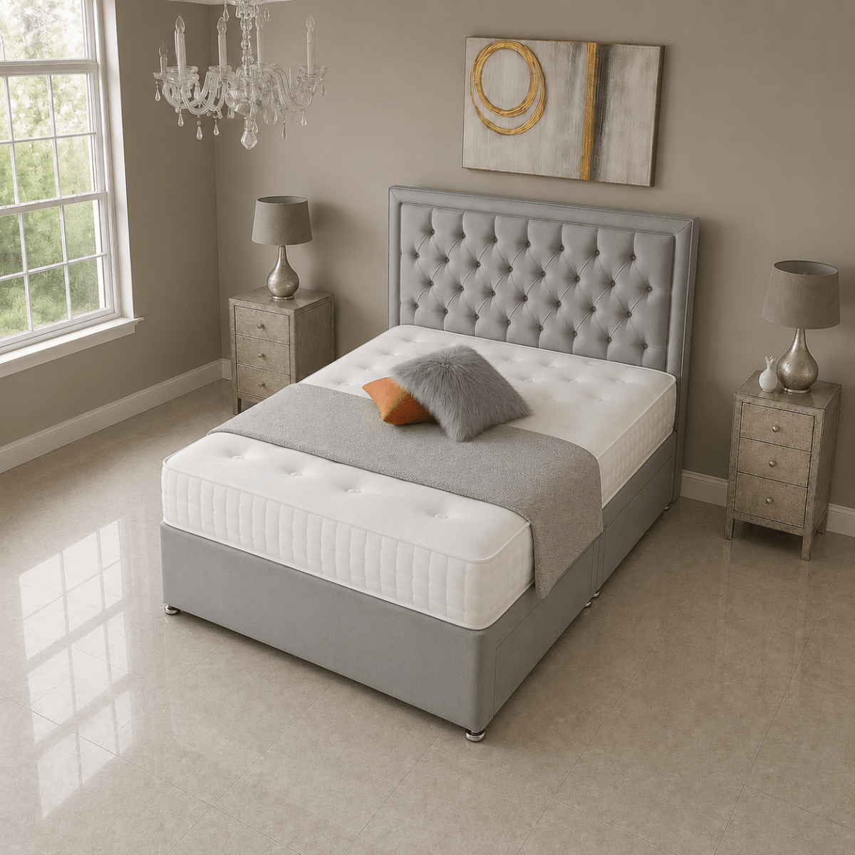 Aqua Divan Bed Set with Drawer and Mattress Options - Barclay Beds