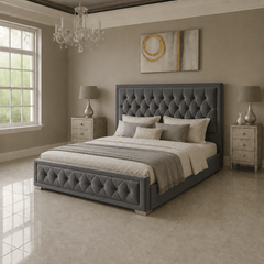 Chelsea Gas Lift Bed With storage | Button Studs Headboard | Mattress(optional) - Barclay Beds