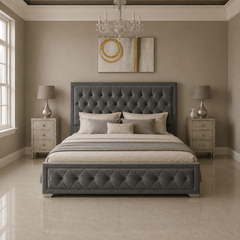 Chelsea Gas Lift Bed With storage | Button Studs Headboard | Mattress(optional) - Barclay Beds