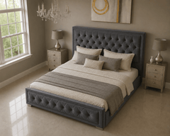 Chelsea Gas Lift Bed With storage | Button Studs Headboard | Mattress(optional) - Barclay Beds