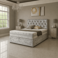 Crushed Divan Bed Set with Drawer and Mattress Options - Barclay Beds
