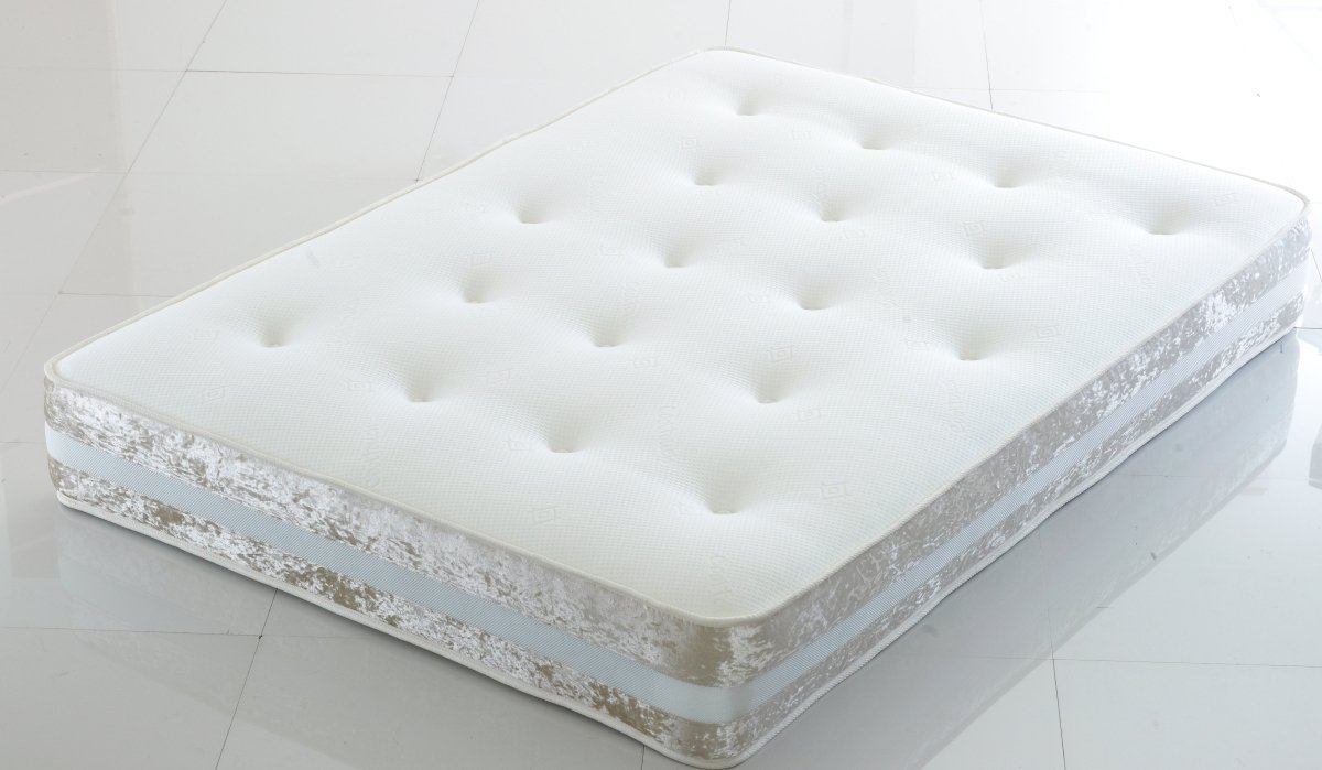 Crushed Velvet Open Coil Memory Sprung Economy Mattress - Barclay Beds