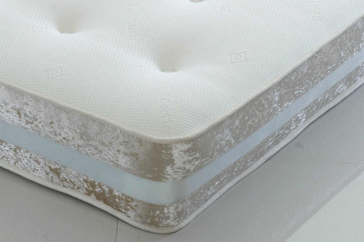 Crushed Velvet Open Coil Memory Sprung Economy Mattress - Barclay Beds