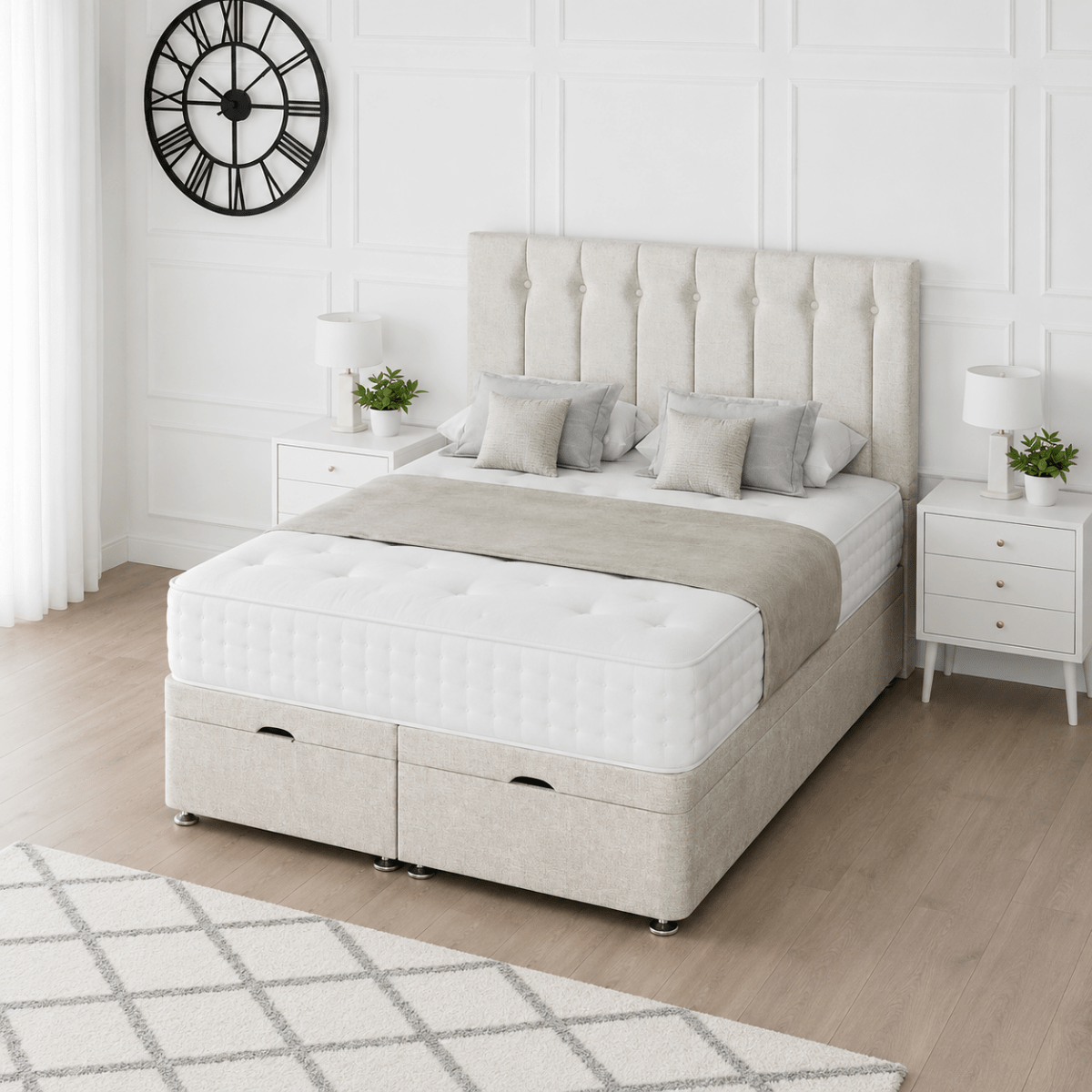 Florence Ottoman Storage Divan Bed With Headboard - Barclay Beds