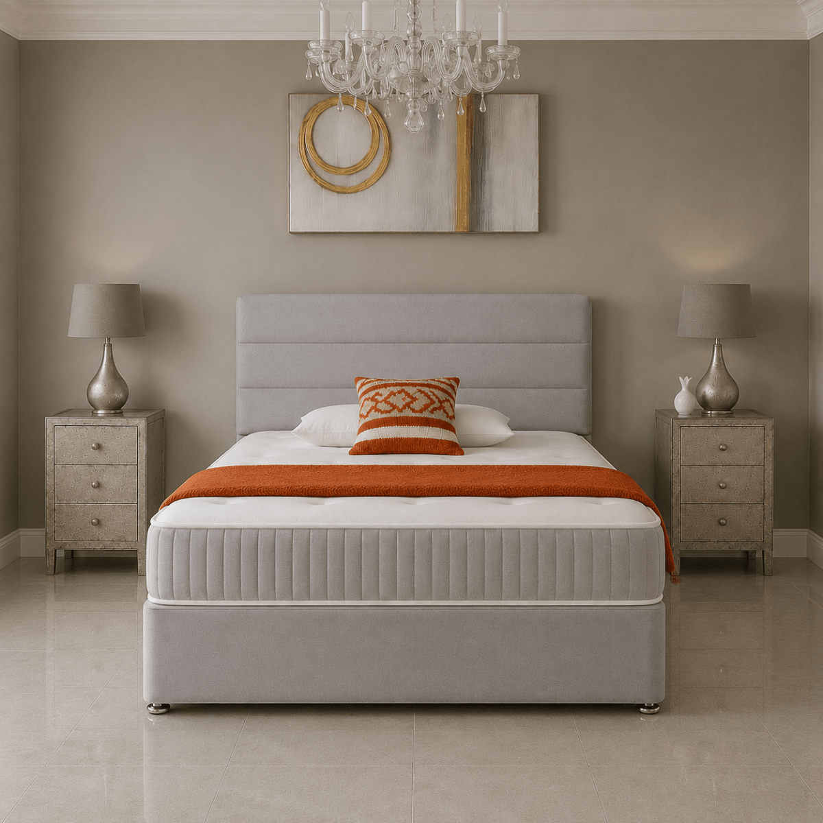 Paneled Divan Bed Set with Drawer and Mattress Options - Barclay Beds