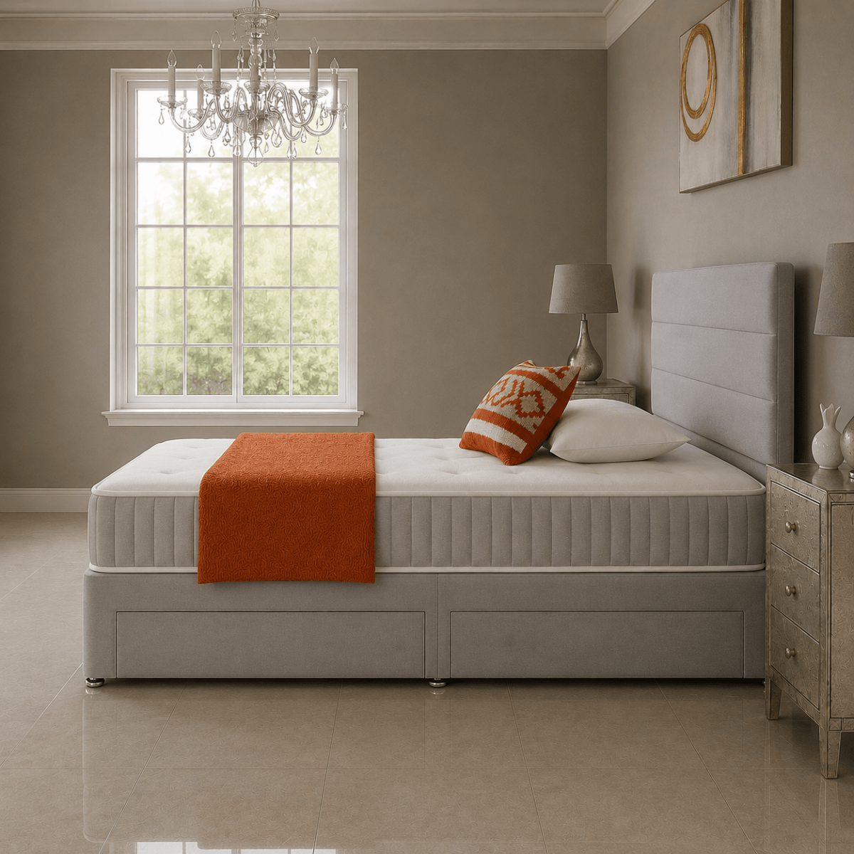 Paneled Divan Bed Set with Drawer and Mattress Options - Barclay Beds