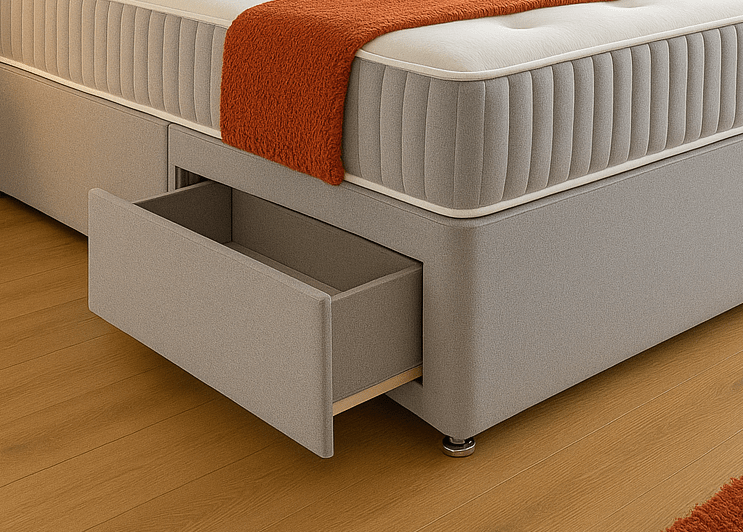 Paneled Divan Bed Set with Drawer and Mattress Options - Barclay Beds
