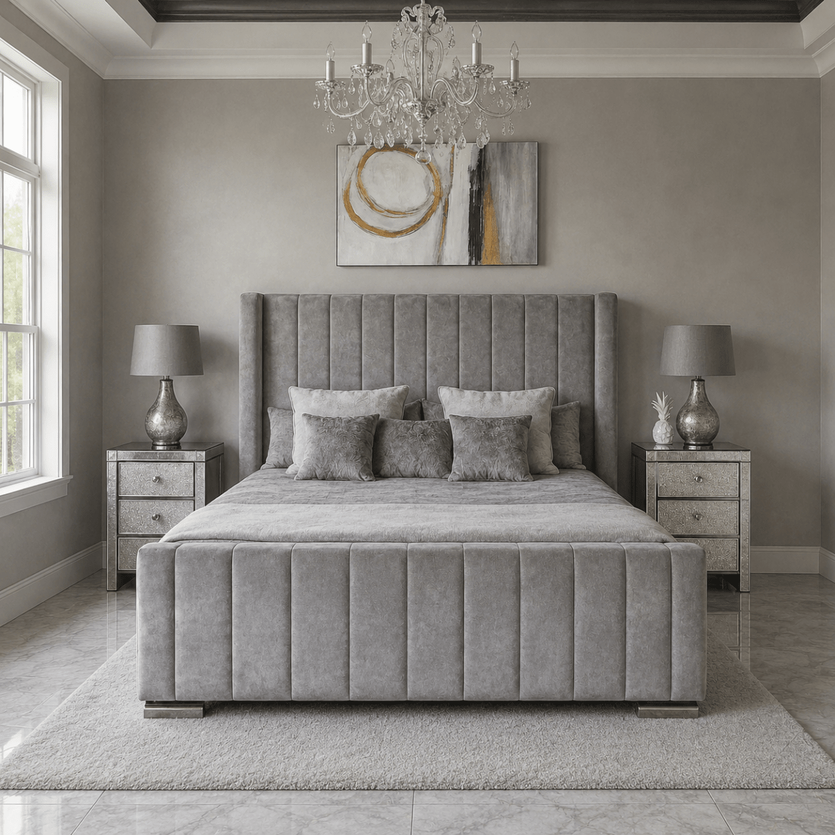 Paneled Winged Bed Frame - Barclay Beds