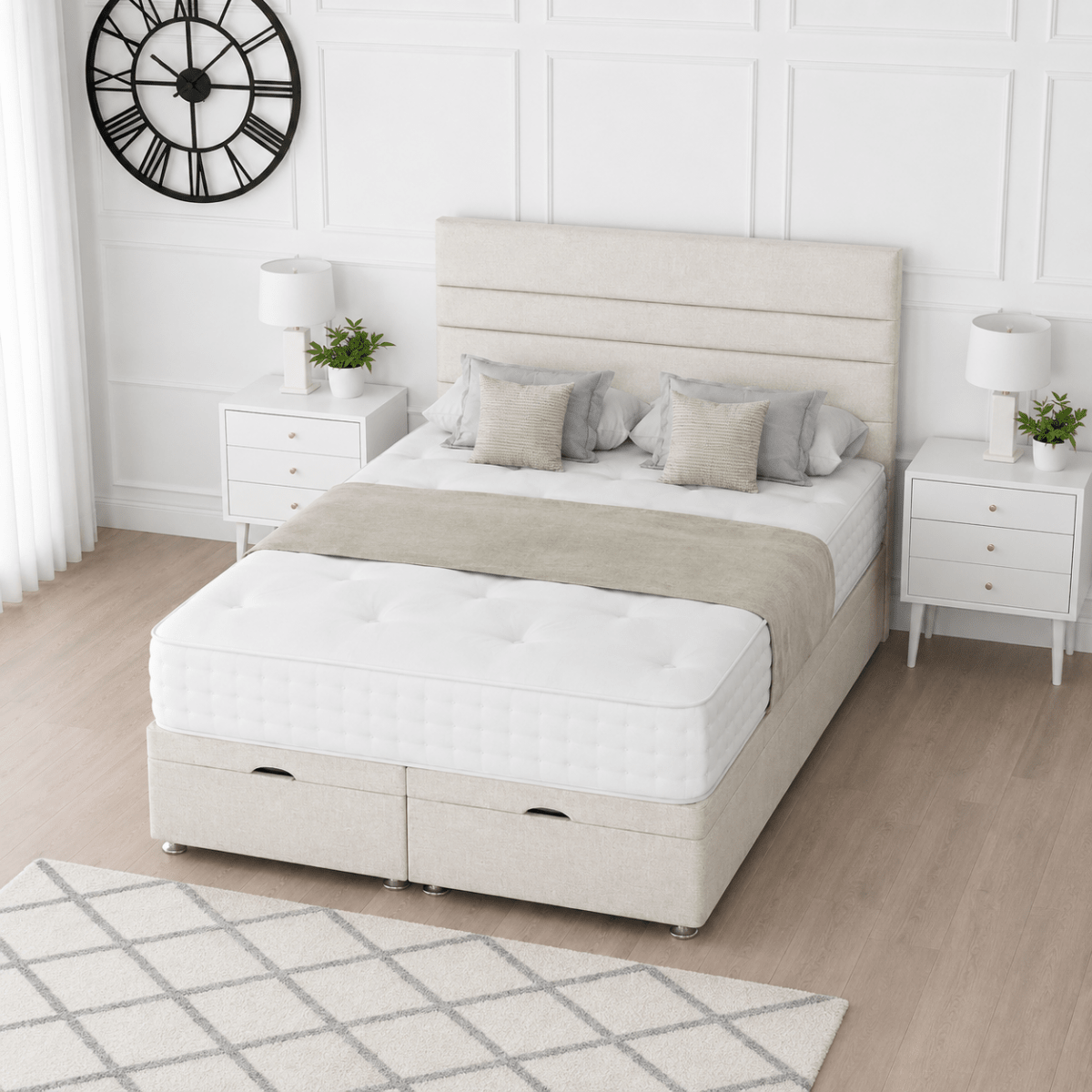 Paris Ottoman Storage Divan Bed With Headboard - Barclay Beds