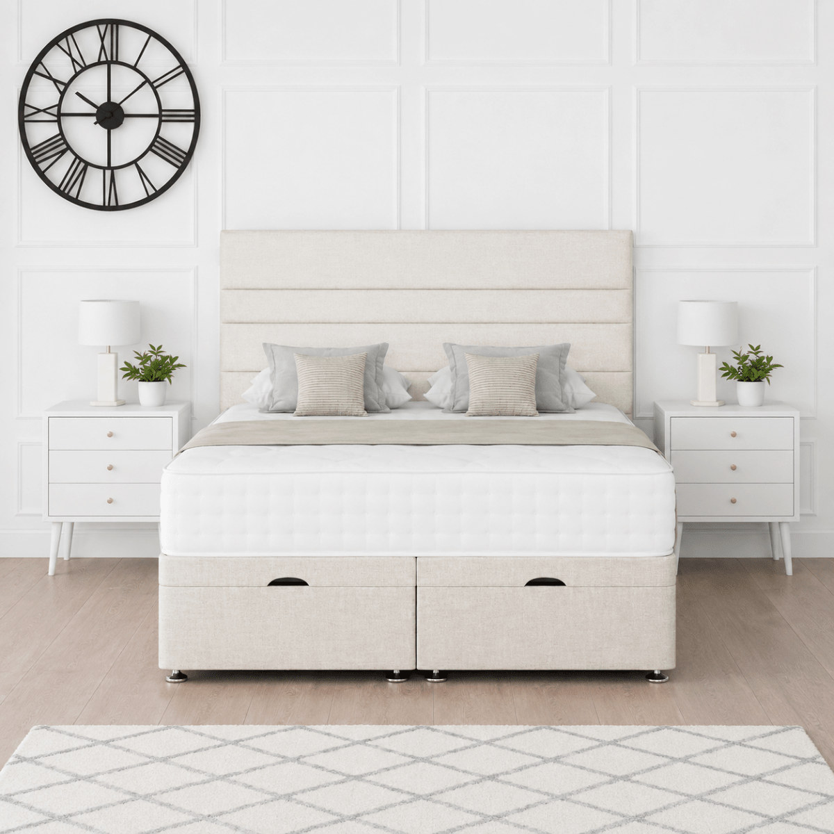 Paris Ottoman Storage Divan Bed With Headboard - Barclay Beds