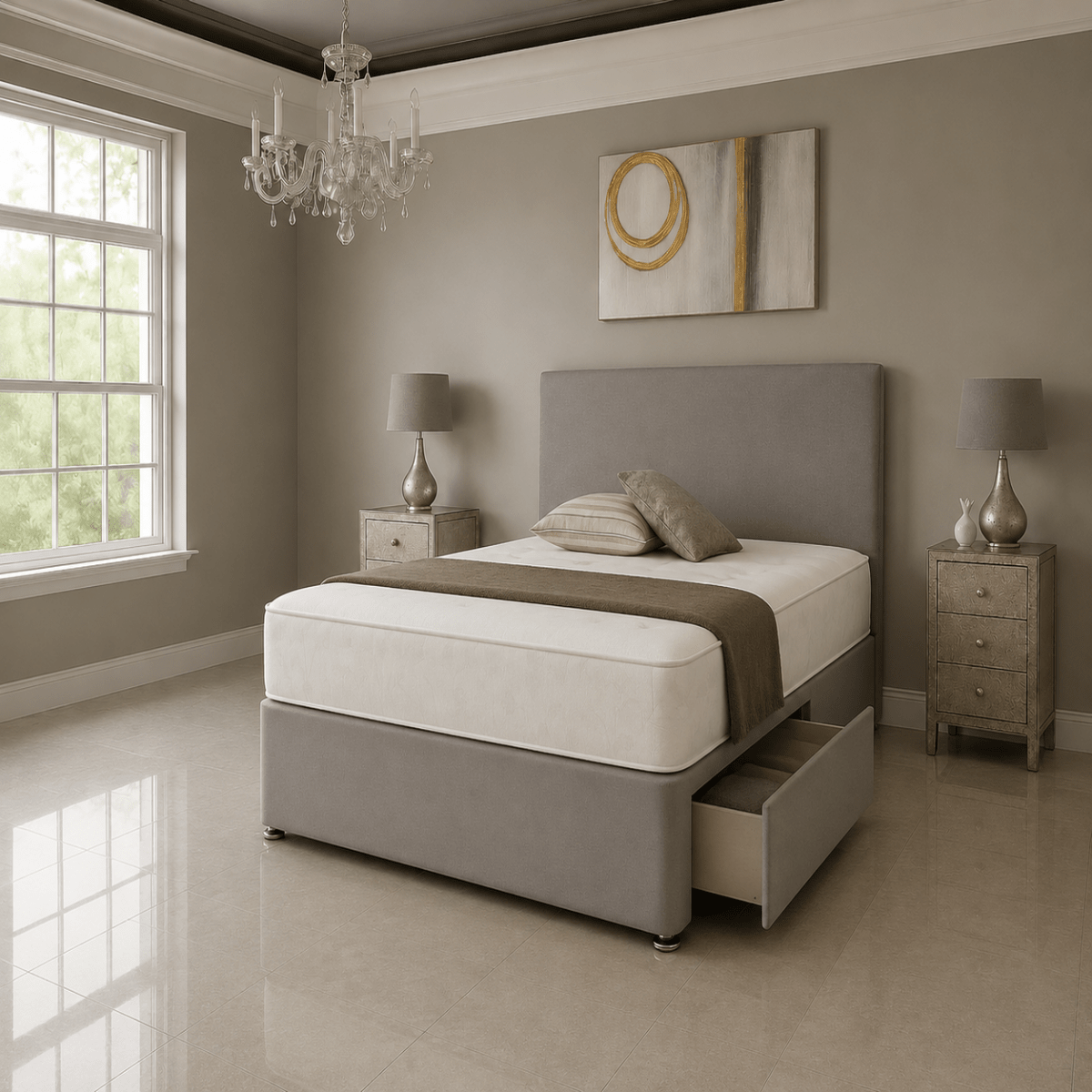 Planktic Divan Bed Set with Drawer and Mattress Options - Barclay Beds