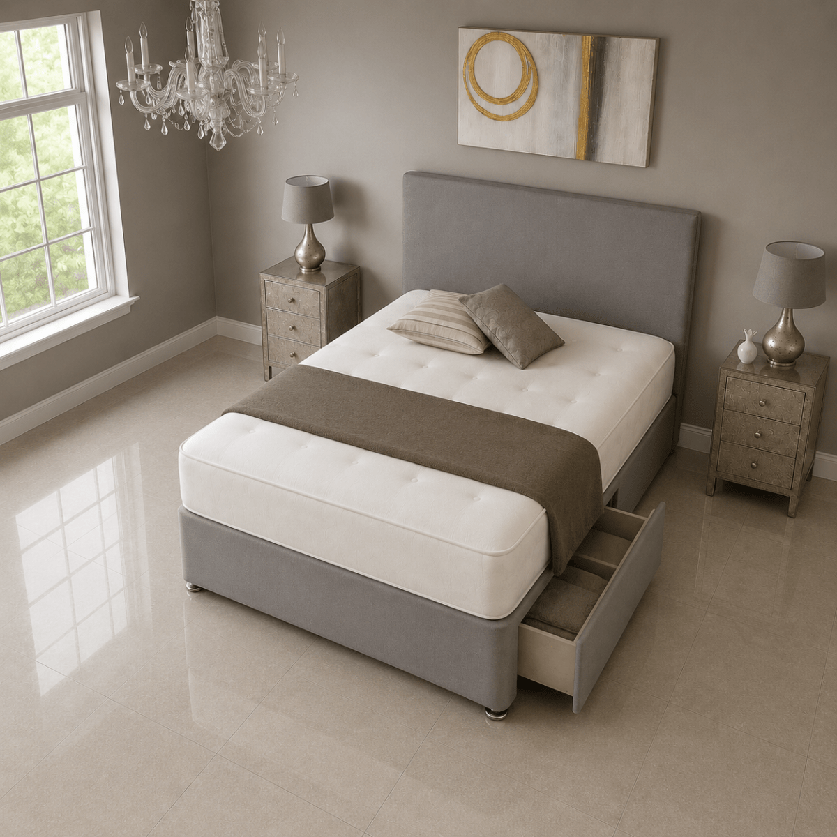 Planktic Divan Bed Set with Drawer and Mattress Options - Barclay Beds