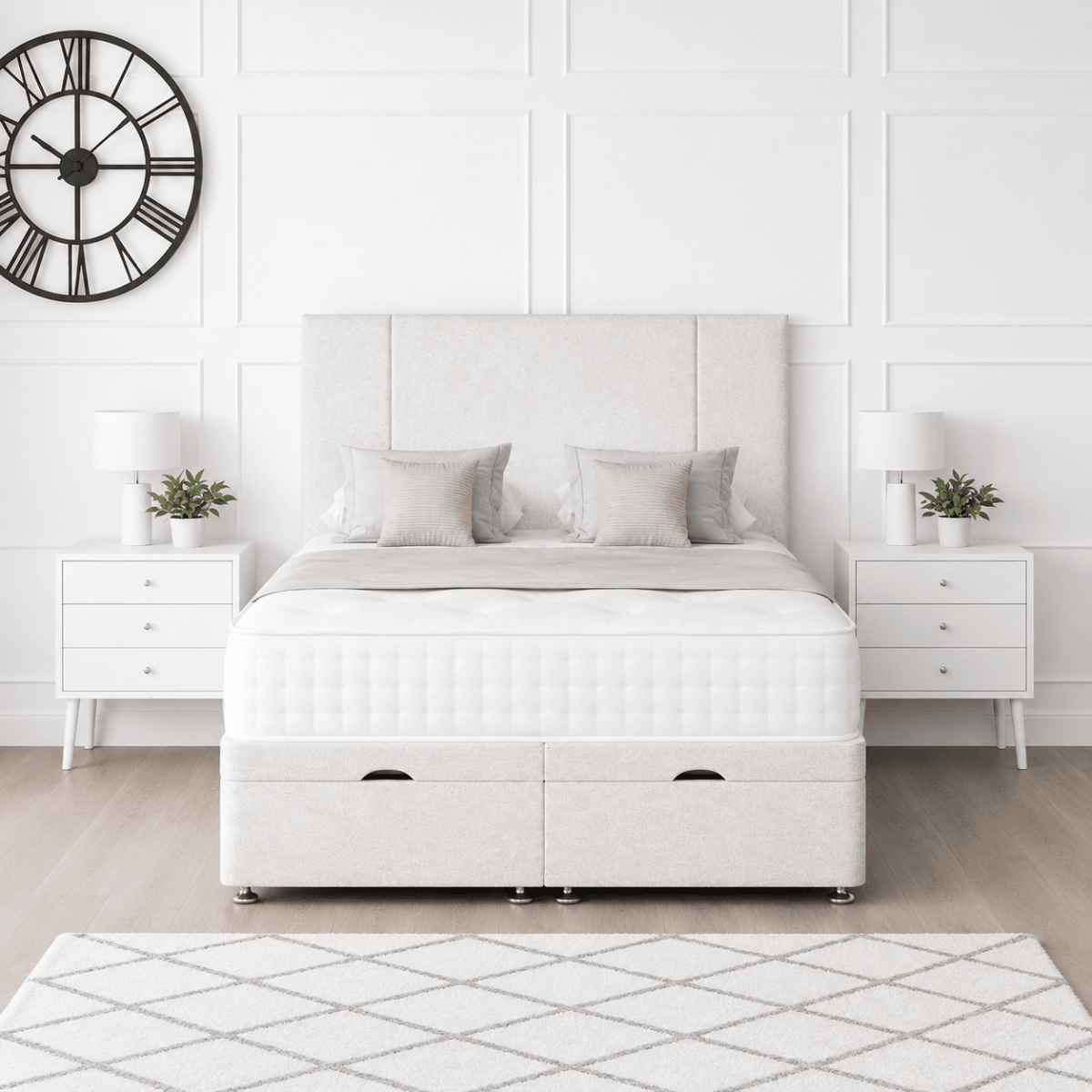 Porto Ottoman Storage Divan Bed With Headboard - Barclay Beds