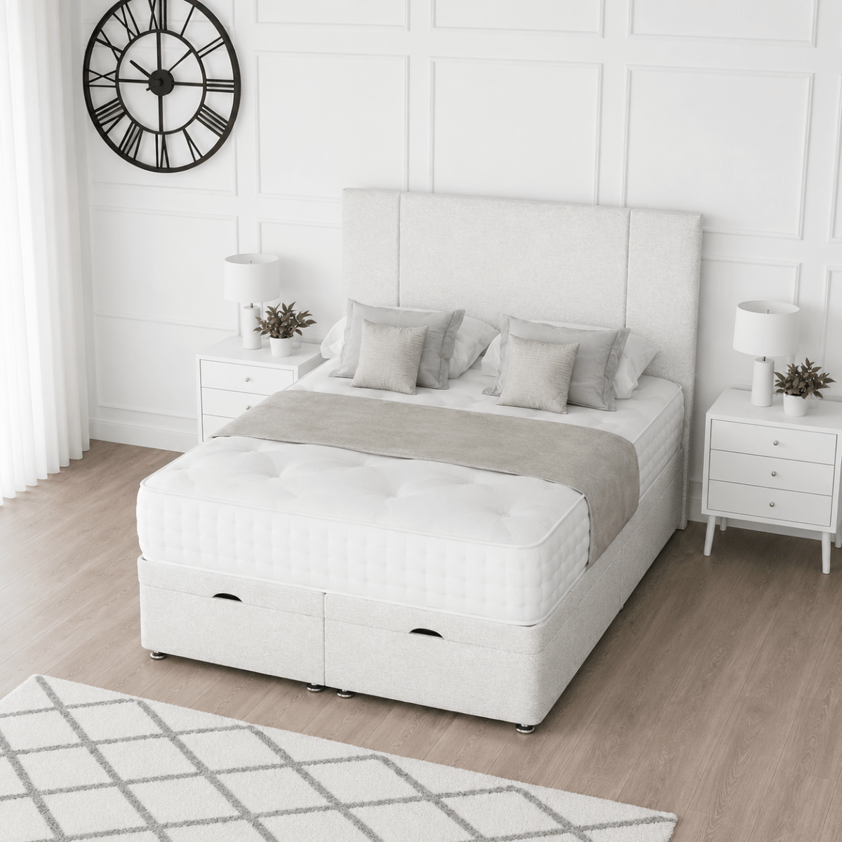 Porto Ottoman Storage Divan Bed With Headboard - Barclay Beds