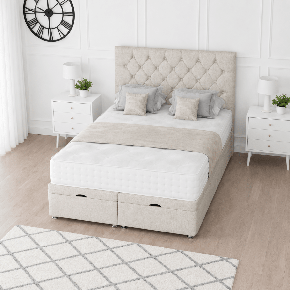 Princess Ottoman Storage Divan Bed With Headboard - Barclay Beds