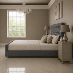 Rio Upholstered Plush Velvet Ottoman Bed With Gas Lift Storage - Barclay Beds