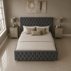 Rio Upholstered Plush Velvet Ottoman Bed With Gas Lift Storage - Barclay Beds