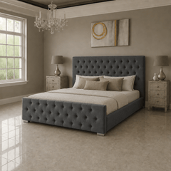 Rio Upholstered Plush Velvet Ottoman Bed With Gas Lift Storage - Barclay Beds
