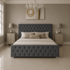 Rio Upholstered Plush Velvet Ottoman Bed With Gas Lift Storage - Barclay Beds