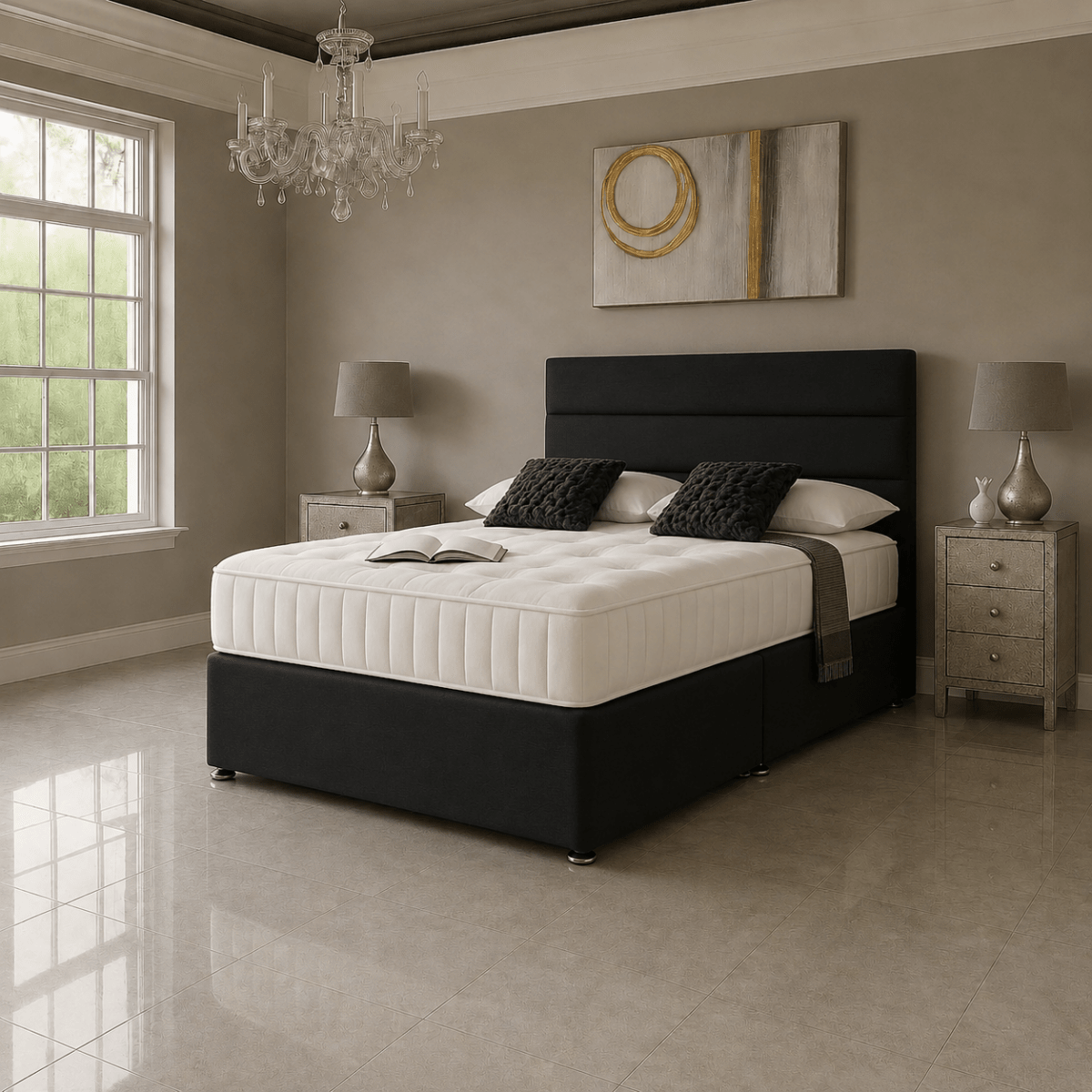 Twin Paneled Divan Bed Set with Drawer and Mattress Options - Barclay Beds