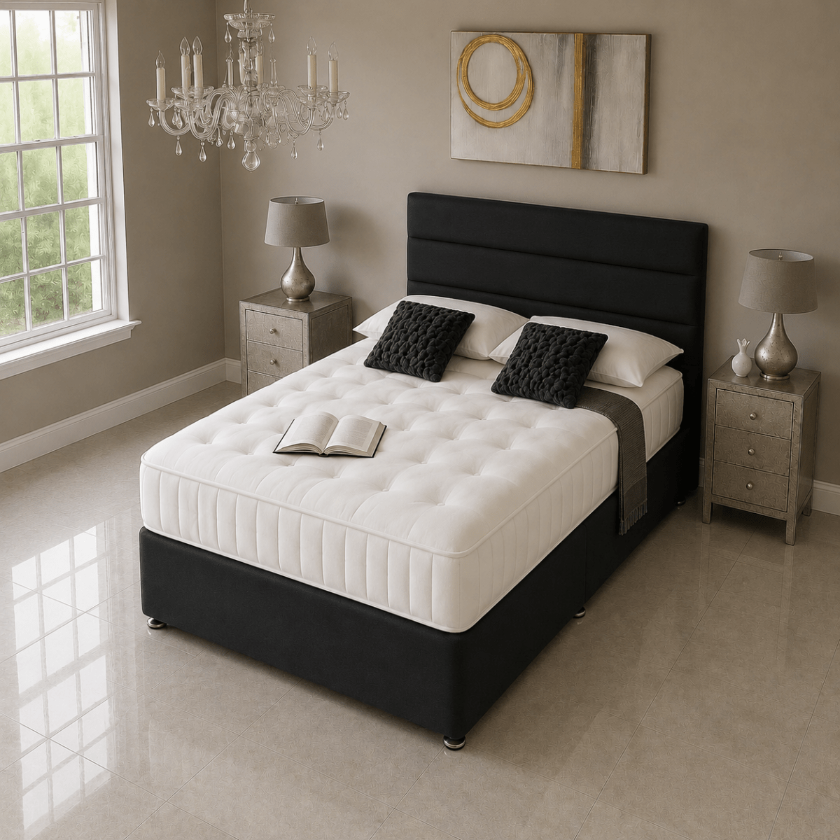 Twin Paneled Divan Bed Set with Drawer and Mattress Options - Barclay Beds