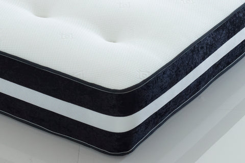 Black Crushed Velvet Open Coil Memory Sprung Economy Mattress