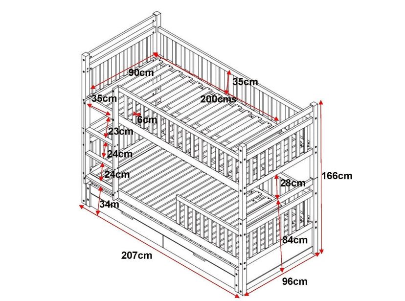 Alesund Wooden Bunk Bed with Trundle and Drawers - Barclay Beds