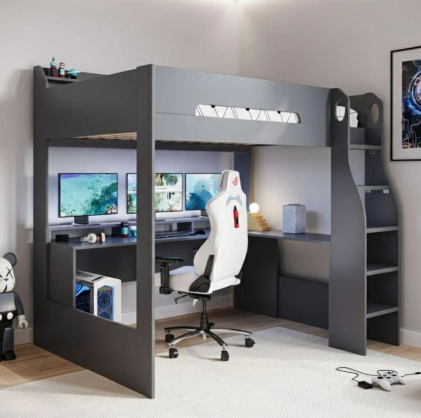 Apex Gaming High Sleeper With Desk - Barclay Beds