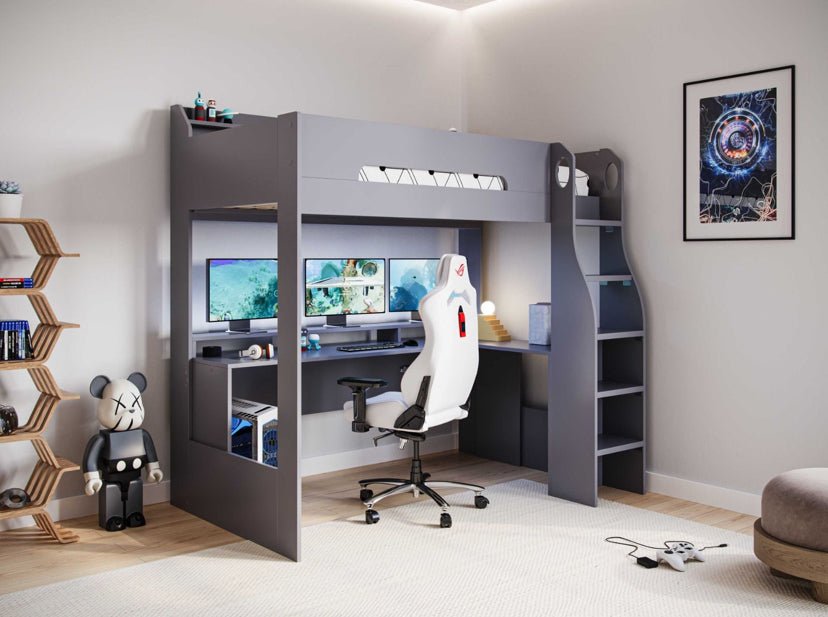 Apex Gaming High Sleeper With Desk - Barclay Beds