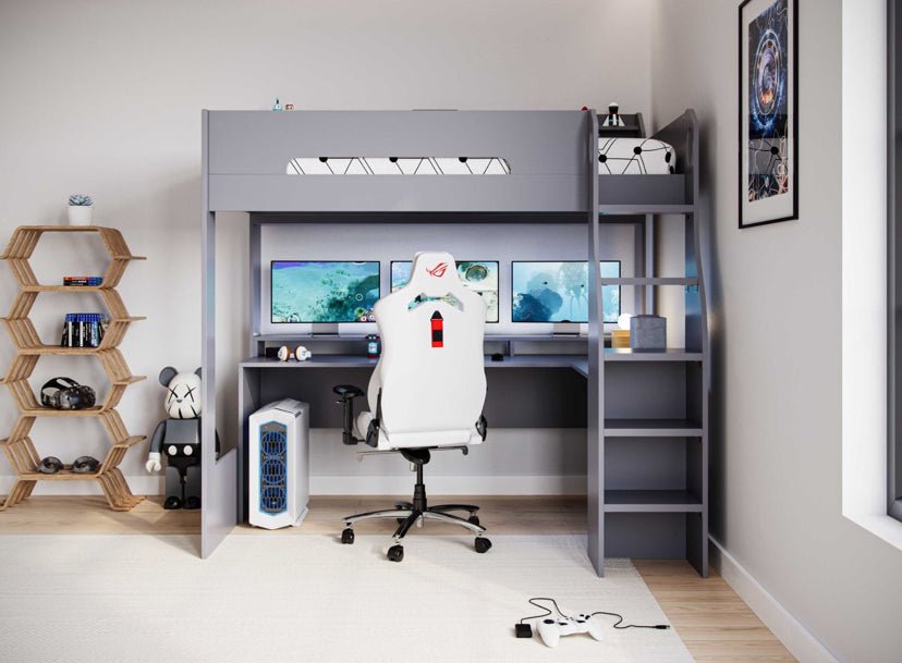 Apex Gaming High Sleeper With Desk - Barclay Beds