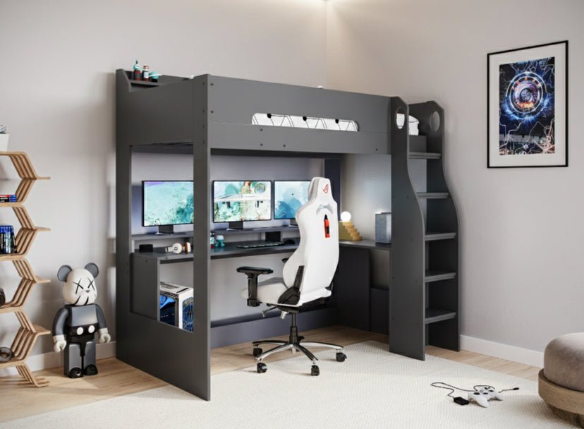 Apex Gaming High Sleeper With Desk - Barclay Beds