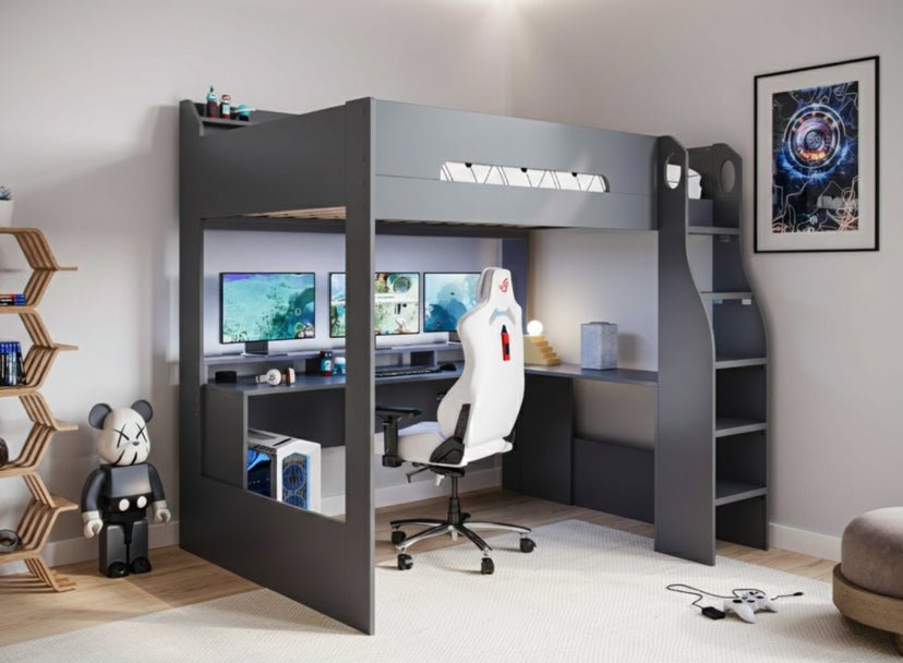 Apex Gaming High Sleeper With Desk - Barclay Beds