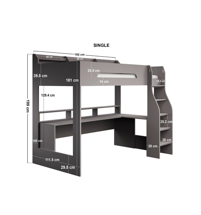Apex Gaming High Sleeper With Desk - Barclay Beds