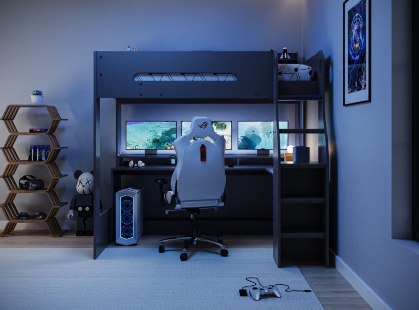 Apex Gaming High Sleeper With Desk - Barclay Beds