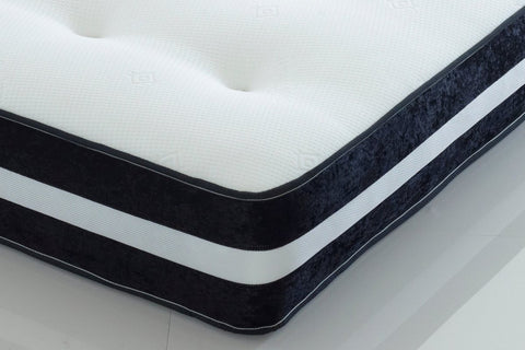 Black Crushed Velvet Open Coil Memory Sprung Economy Mattress - Barclay Beds