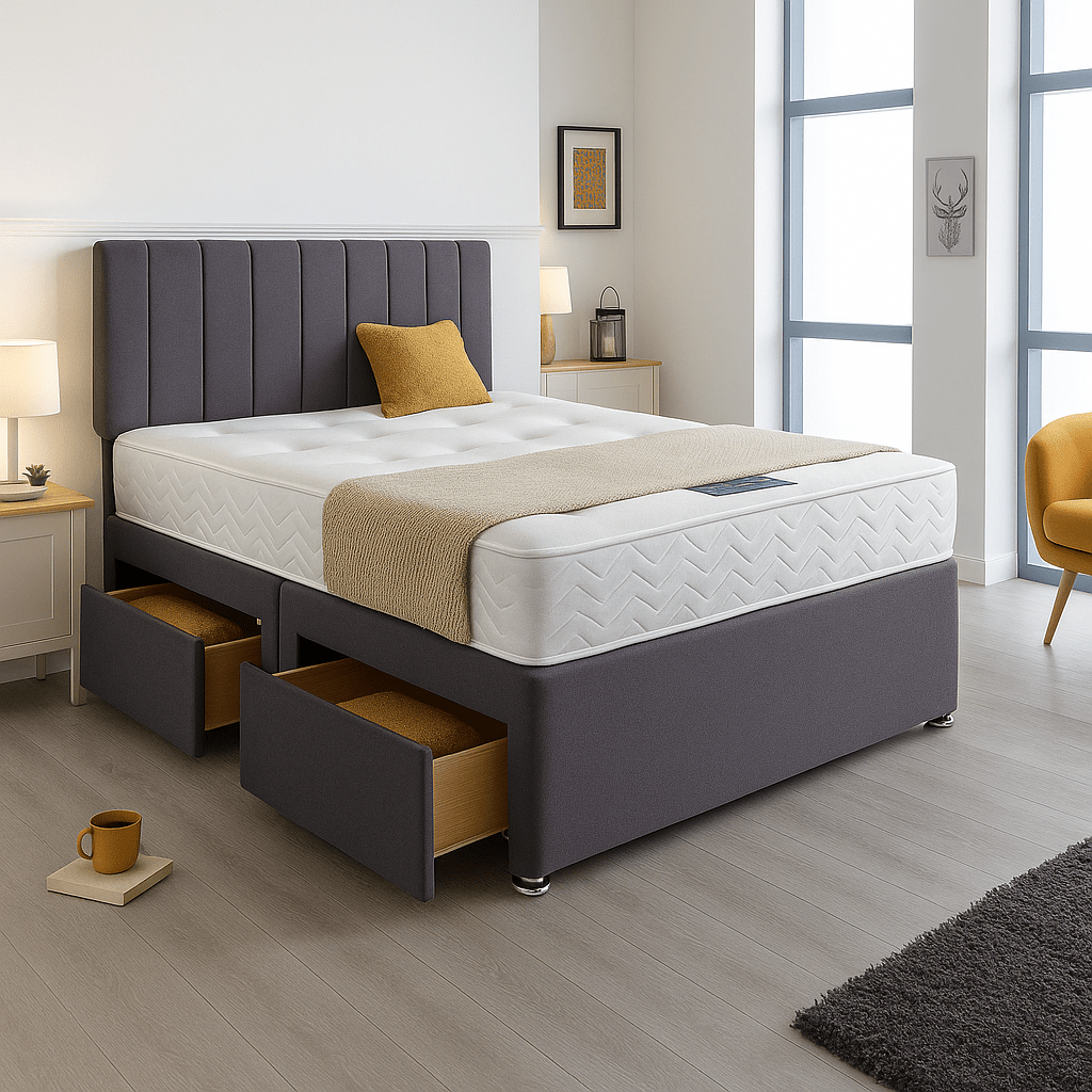 Florent Divan Bed Set with Drawer and Mattress Options - Barclay Beds