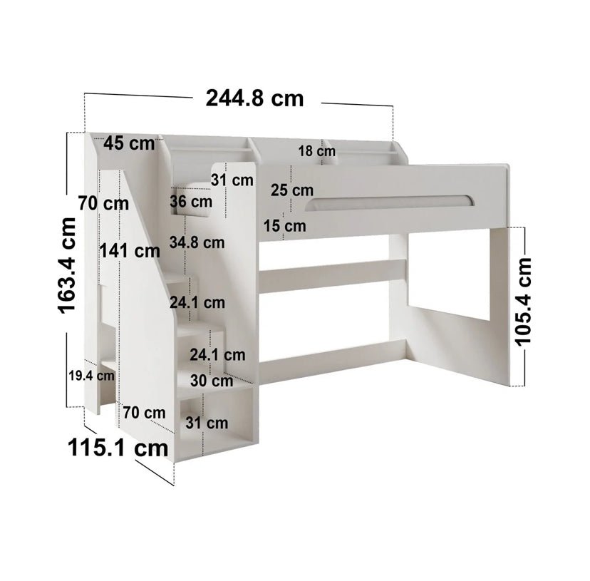 Kuopio Staircase Shaped Bunk Bed - Barclay Beds