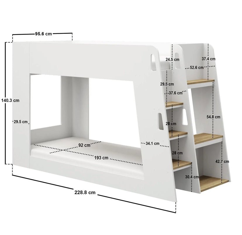 Narvik Bunk Bed in White and Oak - Barclay Beds