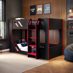 Oulu Gaming Bunk Bed in Black and Red - Barclay Beds
