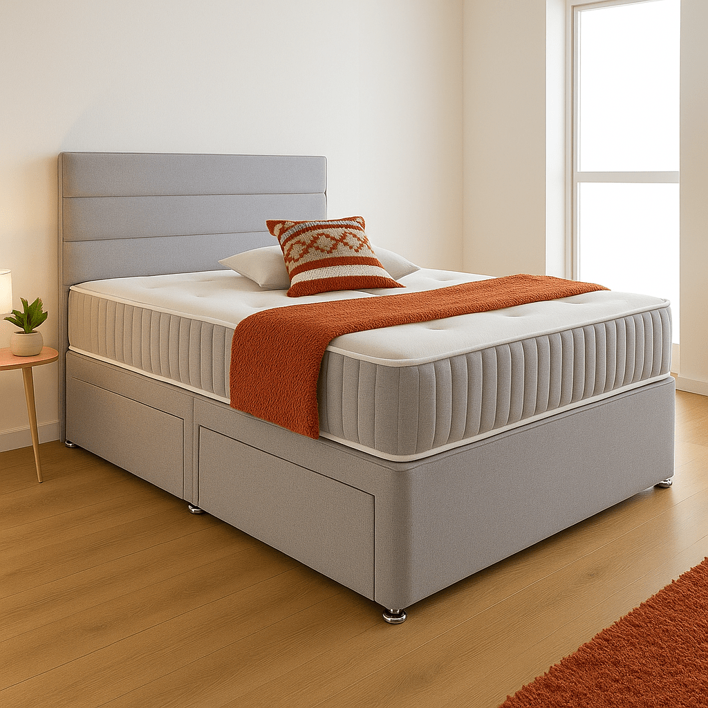 Paneled Divan Bed Set with Drawer and Mattress Options - Barclay Beds