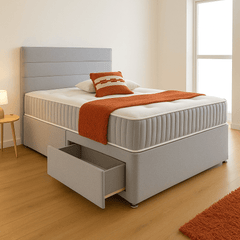 Paneled Divan Bed Set with Drawer and Mattress Options - Barclay Beds
