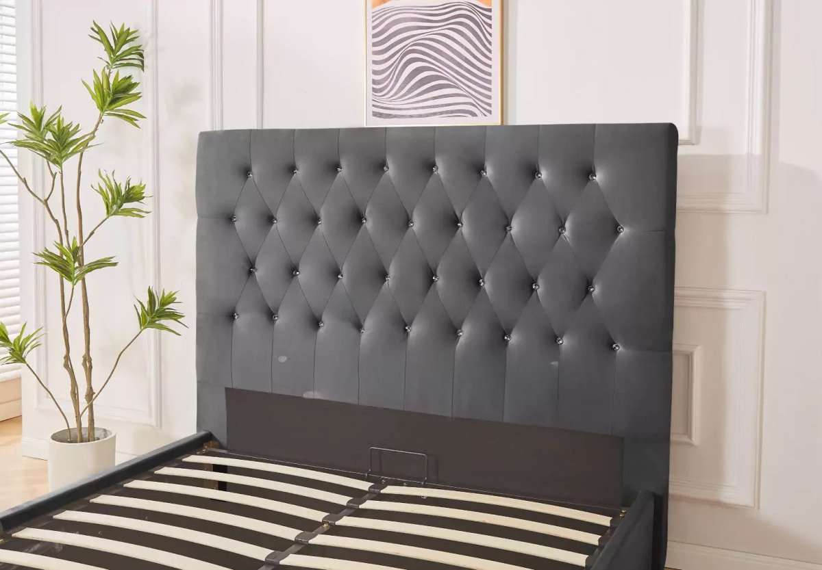 Rio Upholstered Plush Velvet Ottoman Bed With Gas Lift Storage - Barclay Beds