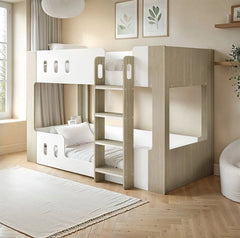 Vaasa Low Bunk Bed in White and Oak - Barclay Beds
