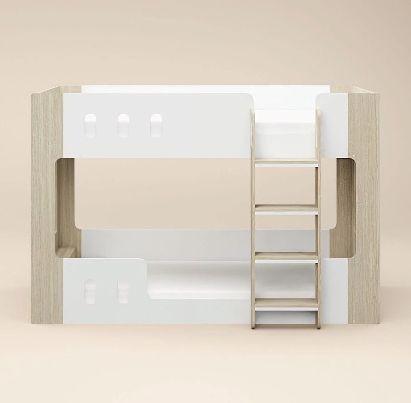 Vaasa Low Bunk Bed in White and Oak - Barclay Beds