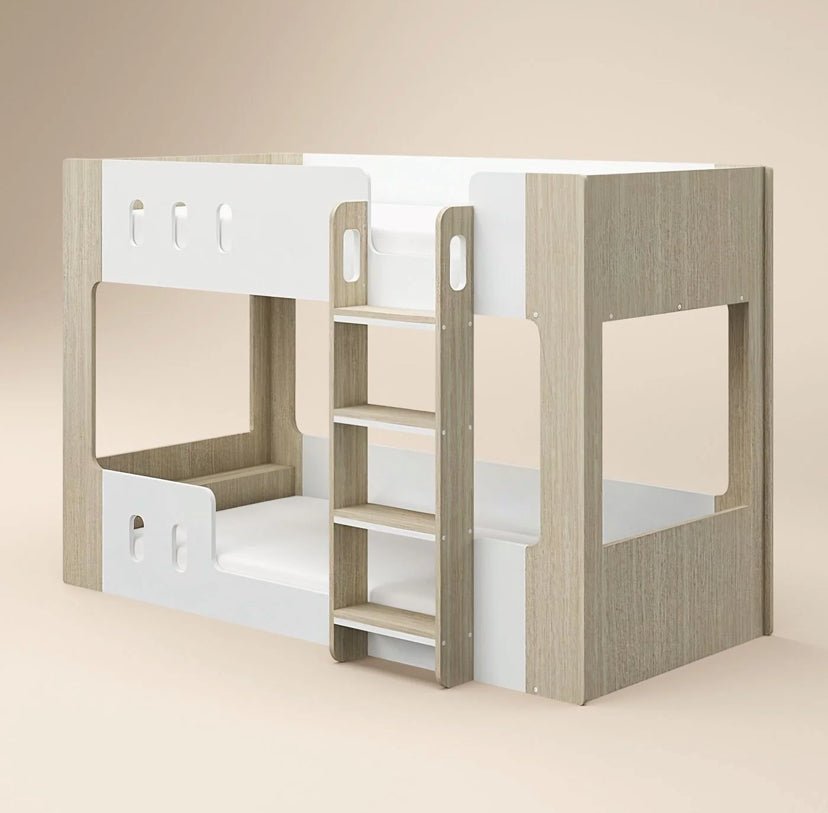 Vaasa Low Bunk Bed in White and Oak - Barclay Beds